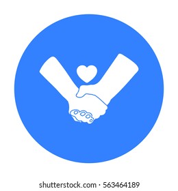 Hands icon in black style isolated on white background. Romantic symbol stock vector illustration.
