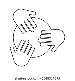 Hands icon. Circle shape. Unity symbol. Teamwork concept.