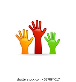 Hands icon in color. Family care kids parents