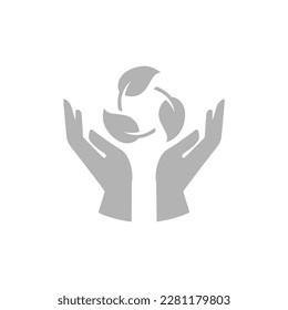 hands icon, concept of nature protection, vector illustration