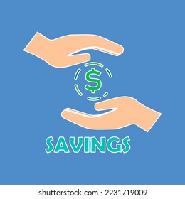 hands icon, concept of saving money, vector illustration