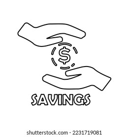 hands icon, concept of saving money, vector illustration