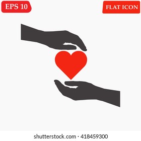 Hands icon with heart vector 