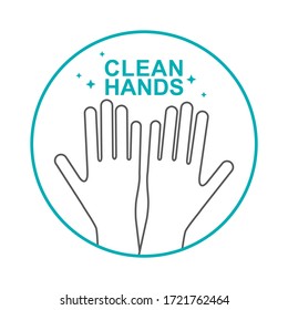 Hands icon. Illustration of clean hands. Sanitizing hands.