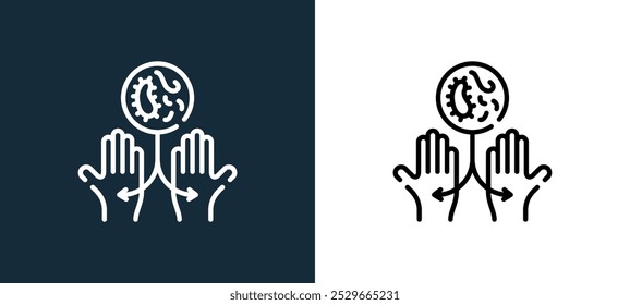 hands icon isolated on white and black colors. hands outline linear vector icon from global handwashing day collection for mobile apps, web and ui.