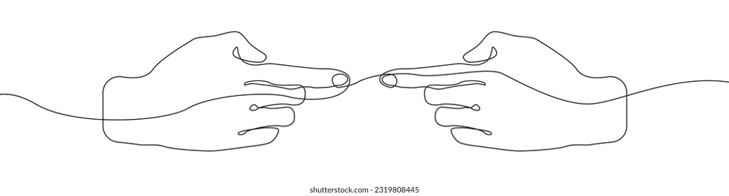 hands icon line continuous drawing vector. One line Index fingers icon vector background. Symbol of embarrassment icon. Forefinger draw line icon. 