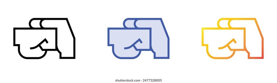 hands icon. Linear, Blue Fill and Gradient Style Design Isolated On White Background