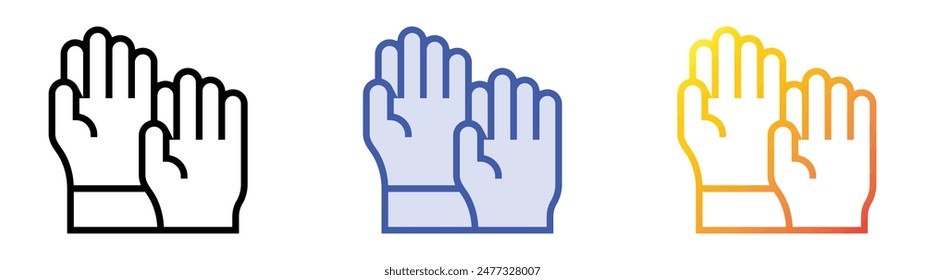 hands up icon. Linear, Blue Fill and Gradient Style Design Isolated On White Background