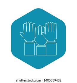 Hands up icon. Outline illustration of hands up vector icon for web