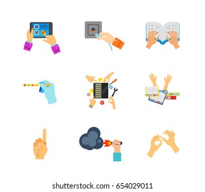 Hands icon set