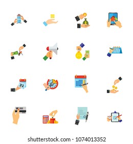 Hands icon set. Can be used for topics like business, shopping, investment, deal