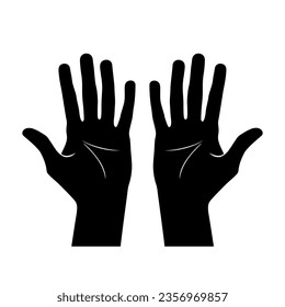 Hands icon. Silhouettes human hands. Human palm sign. Vector illustration