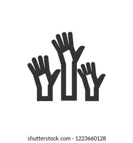Hands icon in thick outline style. Black and white monochrome vector illustration.