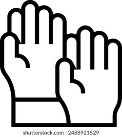 icono de manos arriba. Diseño de estilo lineal delgado aislado sobre fondo blanco
