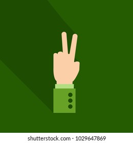hands icon with two fingers open symbol. hand gestures with shadow. Good deal