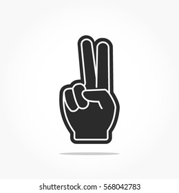 hands icon with two fingers open symbol. hand gestures with shadow effect