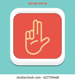 hands icon with two fingers open symbol. hand gestures with shadow effect