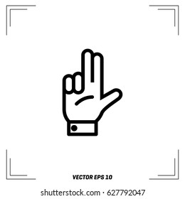 hands icon with two fingers open symbol. hand gestures with shadow effect