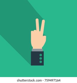 hands icon with two fingers open symbol. hand gestures with shadow. Good deal
