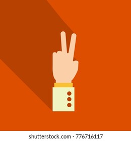 hands icon with two fingers open symbol. hand gestures with shadow. Good deal