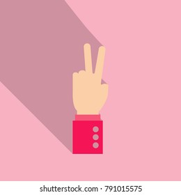 hands icon with two fingers open symbol. hand gestures with shadow. Good deal