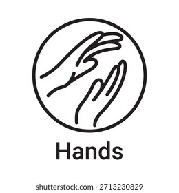 Icono de manos. Símbolo de línea de Vector para un Sitio web, tarjeta de producto, presentación y App móvil, embalaje o instrucción. Signo de esquema editable