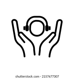Hands icon vector with people and headphone. music, listening music. line icon style. Simple design illustration editable