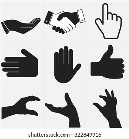 hands icons collection, a set of gestures, body language - vector