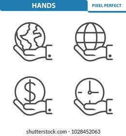 Hands Icons. Professional, pixel perfect icons optimized for both large and small resolutions. EPS 8 format. 5x size for preview.