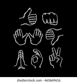  hands icons set
