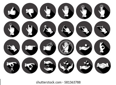 Hands icons set
