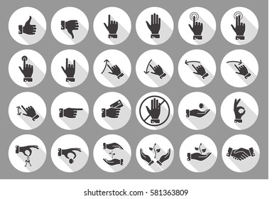 Hands icons set