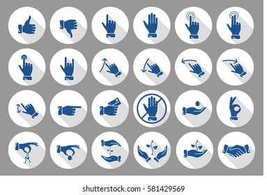 Hands icons set
