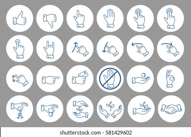 Hands icons set