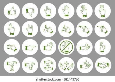 Hands icons set