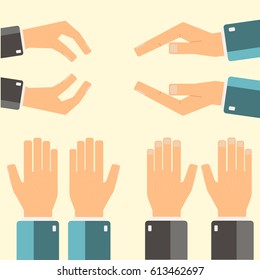 Hands icons set. FlatdDesign. Vector illustration.