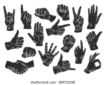 hands icons set. vector illustration