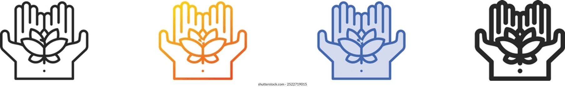 hands icon.Thin Linear, Gradient, Blue Stroke and bold Style Design Isolated On White Background