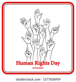 Hands up illustration democracy. Human Rights Day, 10th of December.