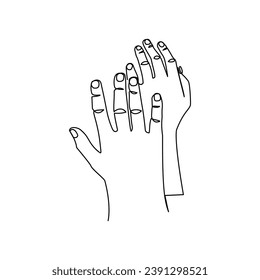 Hands illustration drawn in line art style