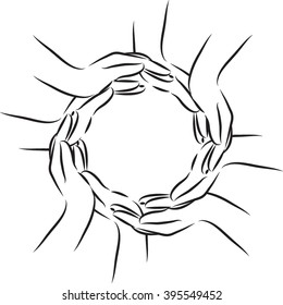 hands illustration white and black