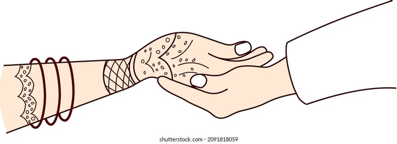 Hands Indian Hindu Wedding Vector