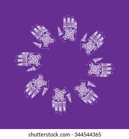 hands with indian mehendi henna vector