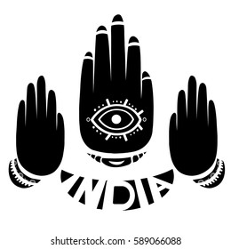 Hands with indian symbol