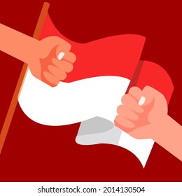 Manos con bandera indonesia, Día de la Independencia