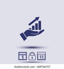 in the hands of the Infographic icon, vector . 10 EPS