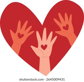 Hands Inside a Heart Symbolizing Care and Unity