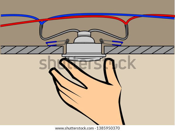 Hands Installing Spot Light On Ceiling Stock Image Download Now