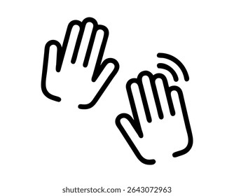 mãos interagindo, um ícone de gesto de toque digital, gráfico contornado de duas mãos fazendo um toque ou ação de gesto, sugerindo interação ou um toque, mão, mãos, interação, comunicação, gesto, ico
