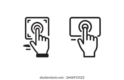 Mãos interagindo com uma tela sensível ao toque ou interface